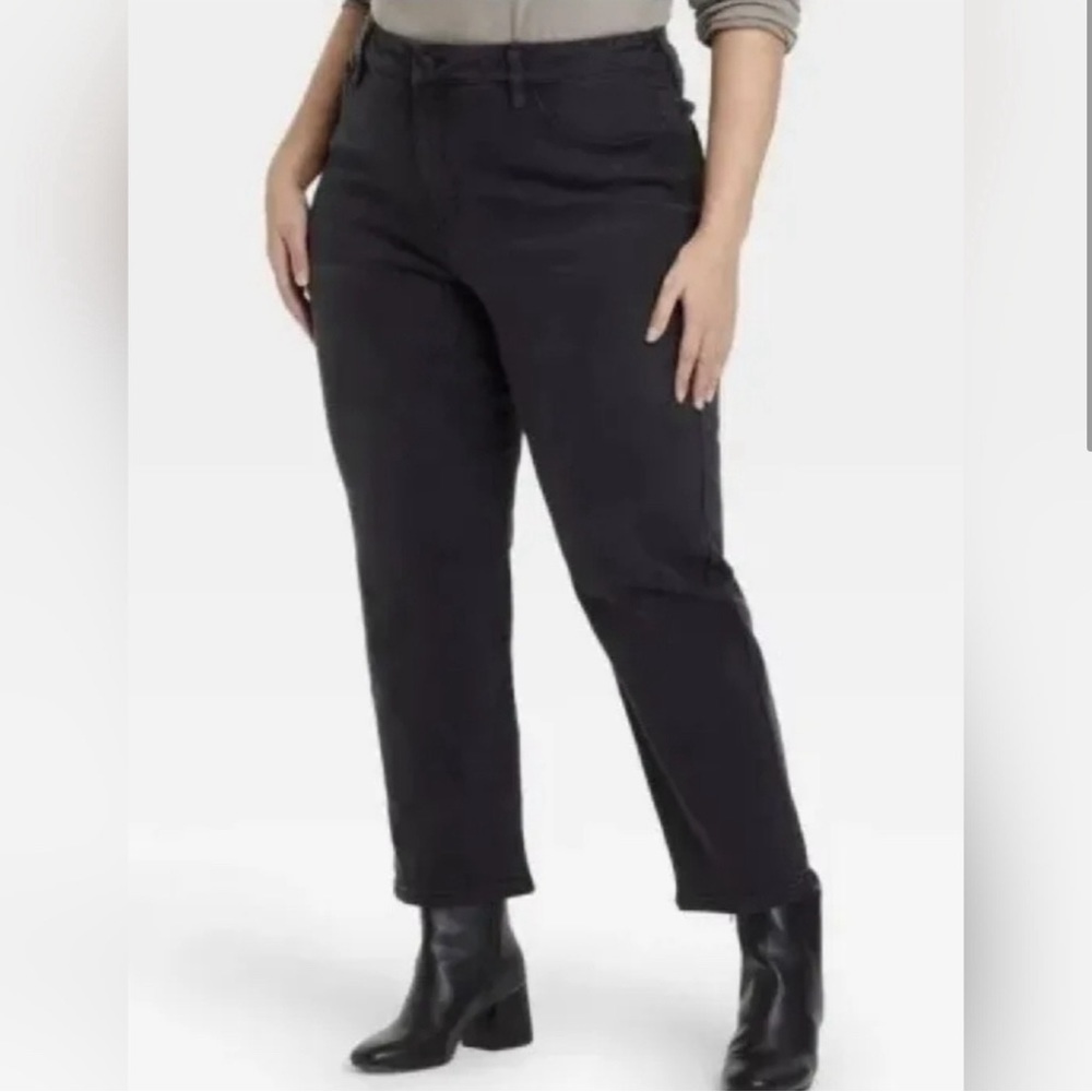 Ava & Viv High Rise Straight Jeans Black Denim Plus Size New 14 24 26 - Picture 3 of 9
